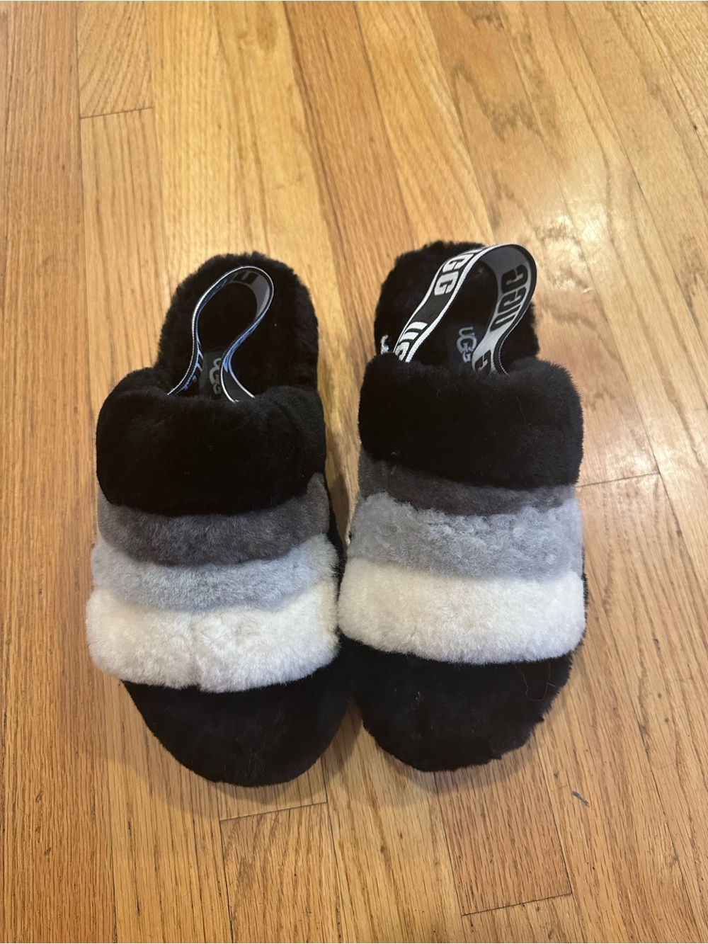 UGG Black Yeah Fluff Slide with Branded Heel Strap NWOT